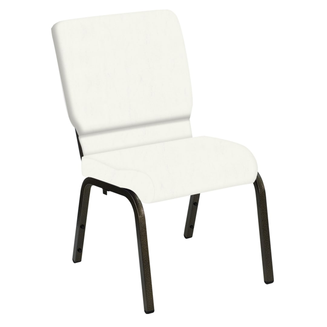 HERCULES Series 18.5''W Church Chair in E-Z Marine White Vinyl - Gold Vein Frame