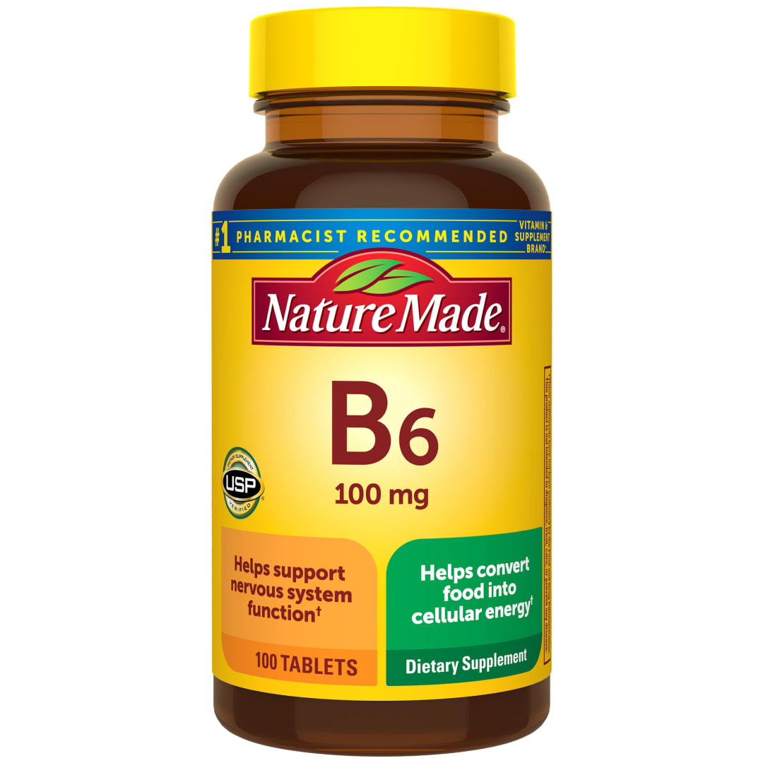 Nature Made Vitamin B6 100 mg, B6 Vitamins for Energy Metabolism Support, 100 Tablets, 100 Day Supply