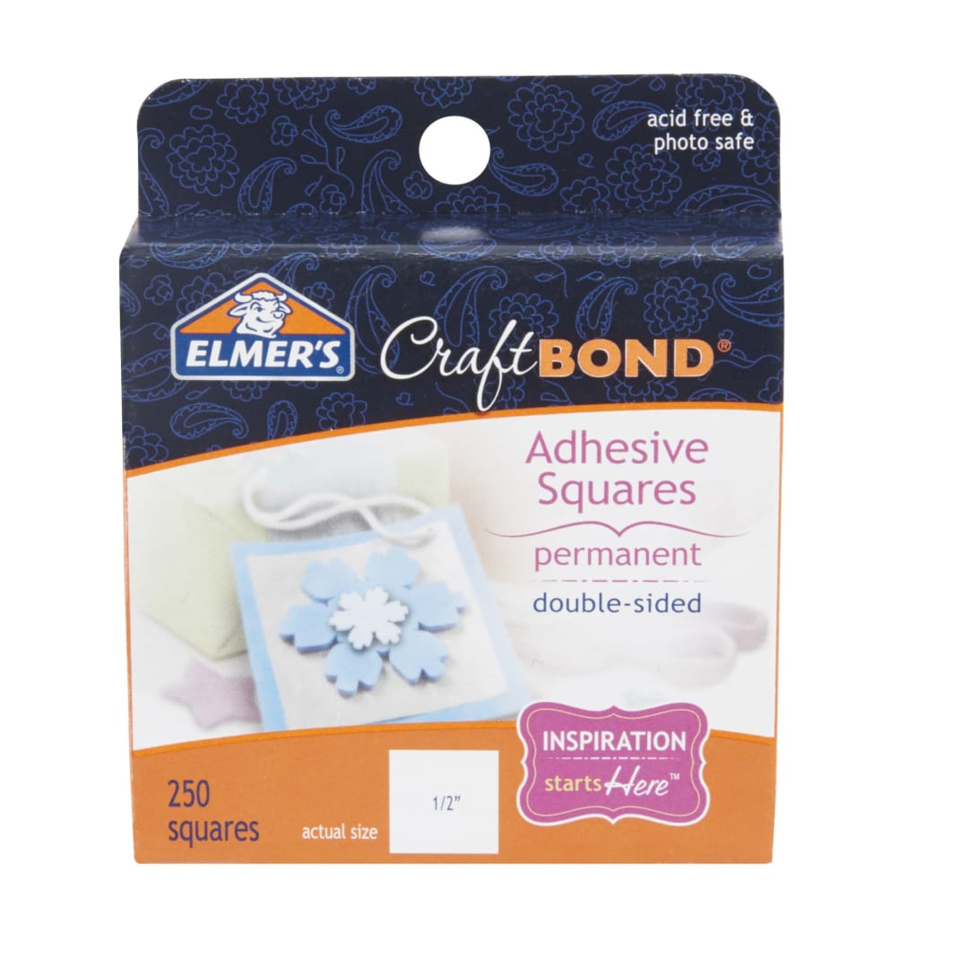 Elmer’s CraftBond Permanent Adhesive Mounting Squares, 1/2-Inch, 250 Count