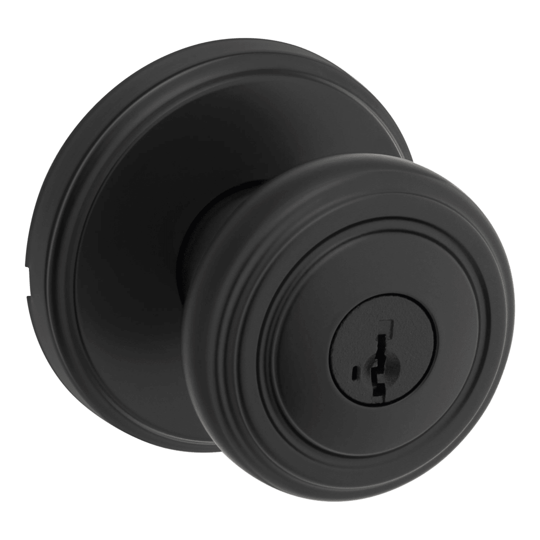 Henrik Keyed Entry Doorknob in Matte Black featuring SmartKey Security