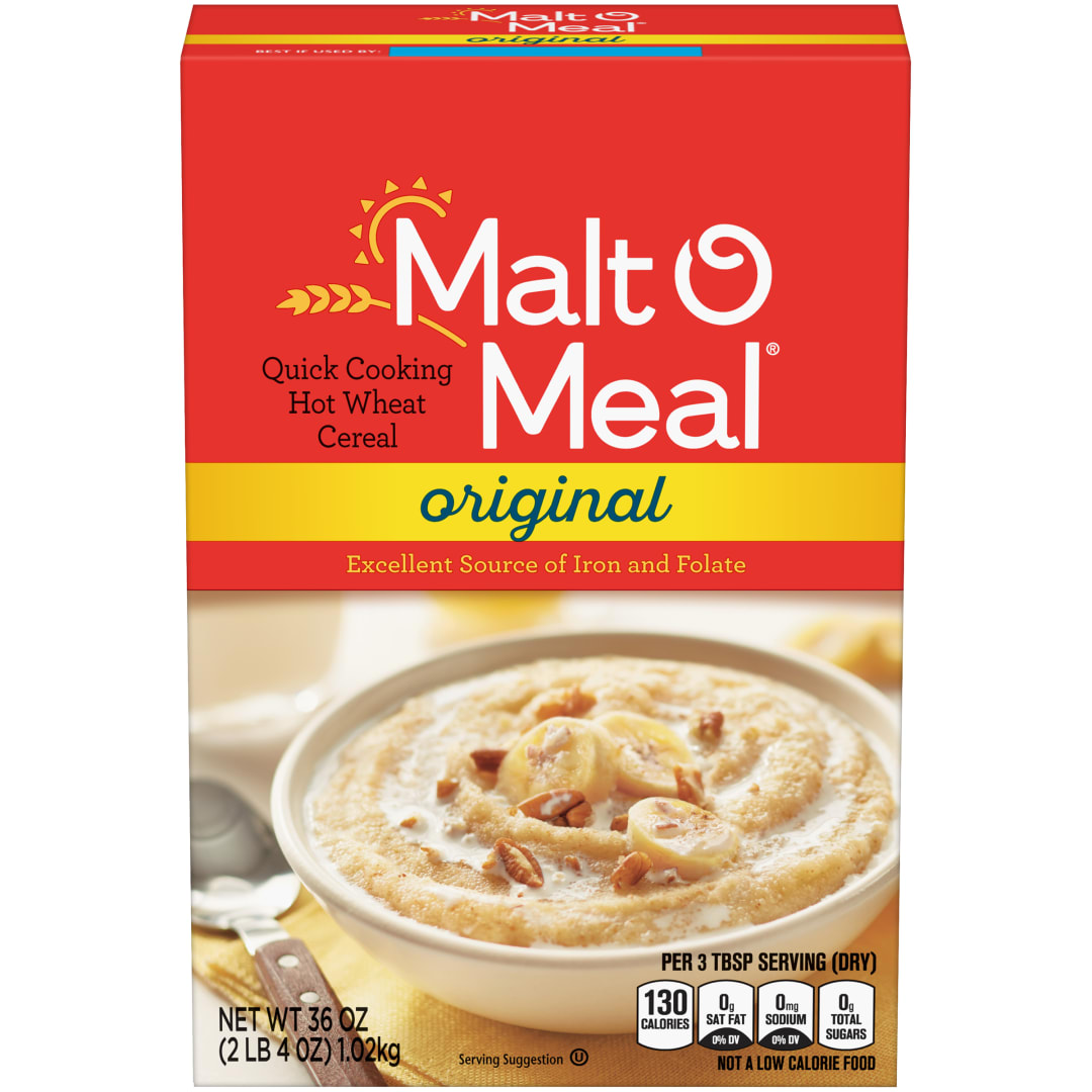 Malt-O-Meal Original Hot Breakfast Cereal, Quick Cooking Wheat Cereal, 36 oz Box, 1 Count