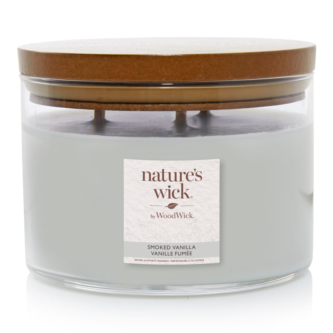 WoodWick® Nature's Wick Multi Wick Tumbler Scented Candle | Smoked Vanilla | with Crackling Wick | 433g | Gifts for Women