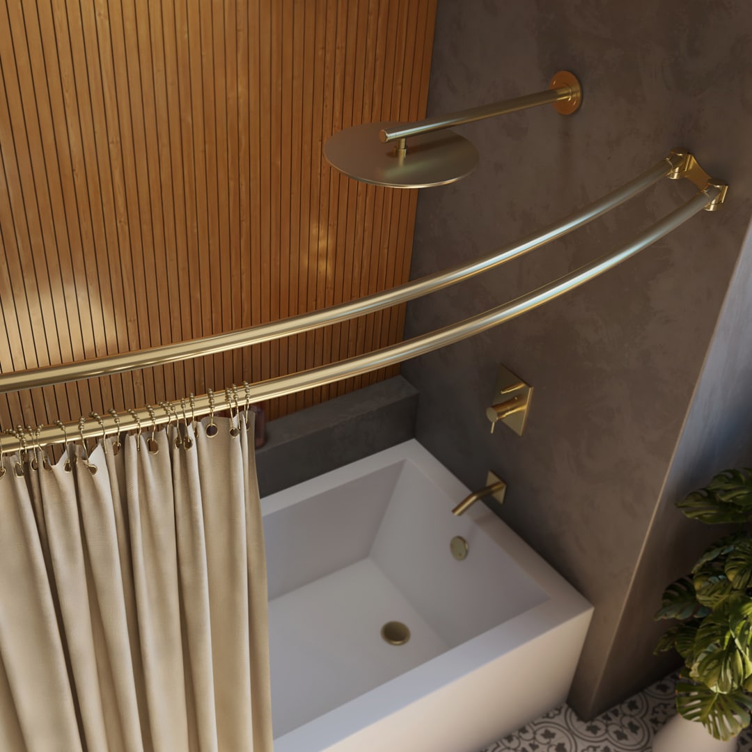 DreamLine Flex 2-15/16 in. x. 60 in. Double Curved Shower Rod, Brushed Brass