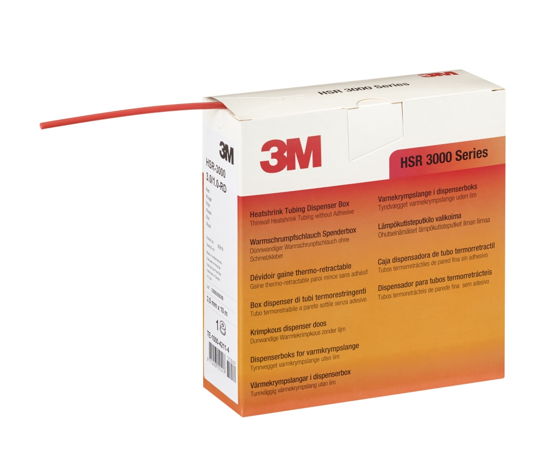 3M™ HSR-3000 Teplom zmršťujúce sa trubice 1,5/0,5 mm, červené, zásobník