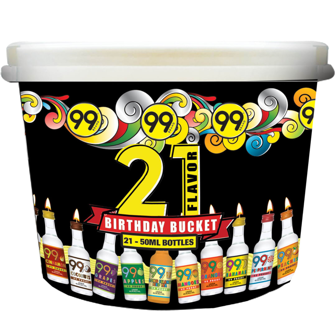 99 Assorted Birthday Bucket Liqueur 50ml 21 Bottles 99 Proof