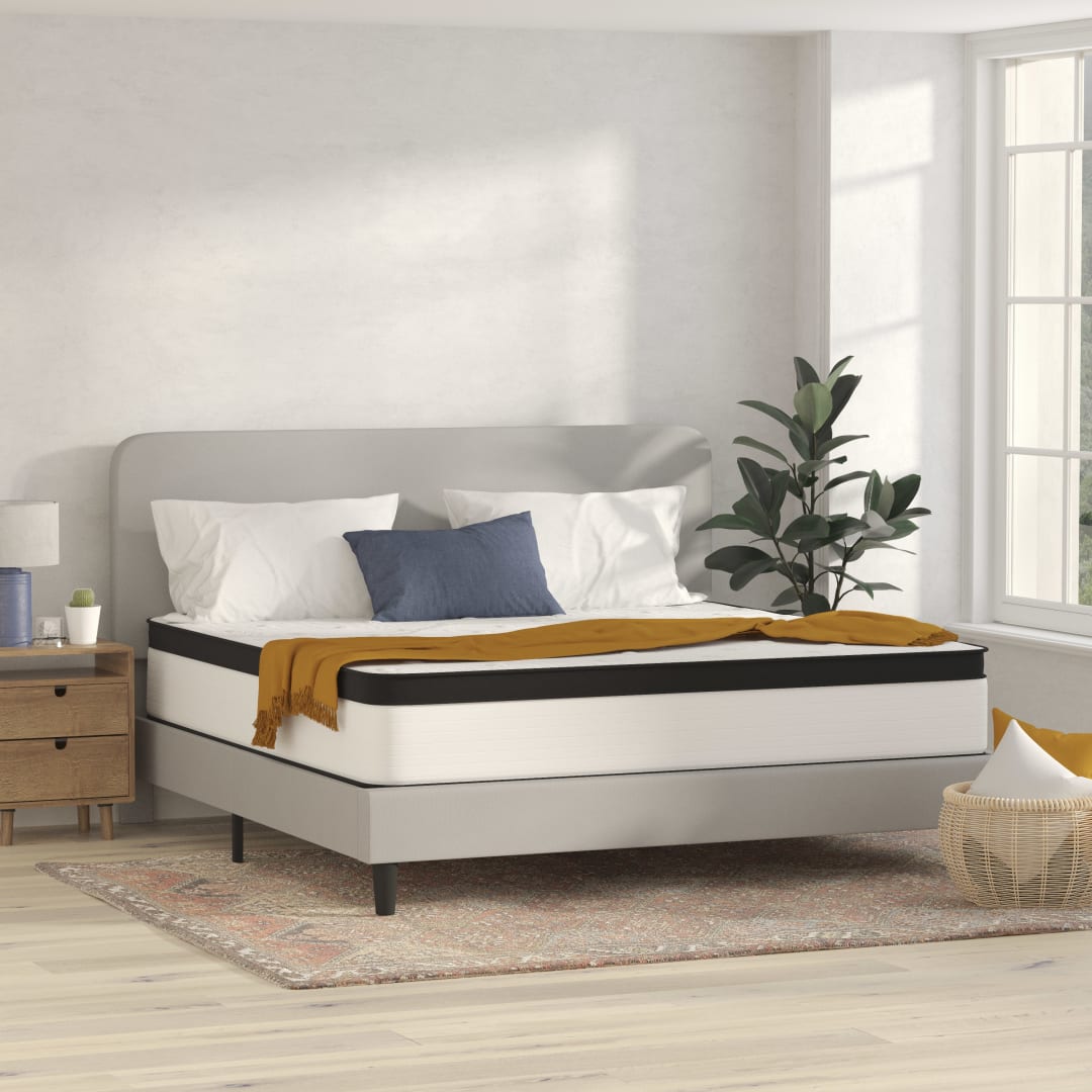 Capri Comfortable Sleep Firm 12 Inch CertiPUR-US Certified Hybrid Pocket Spring Mattress, Extra Firm Feel, Durable Support, King Mattress in a Box