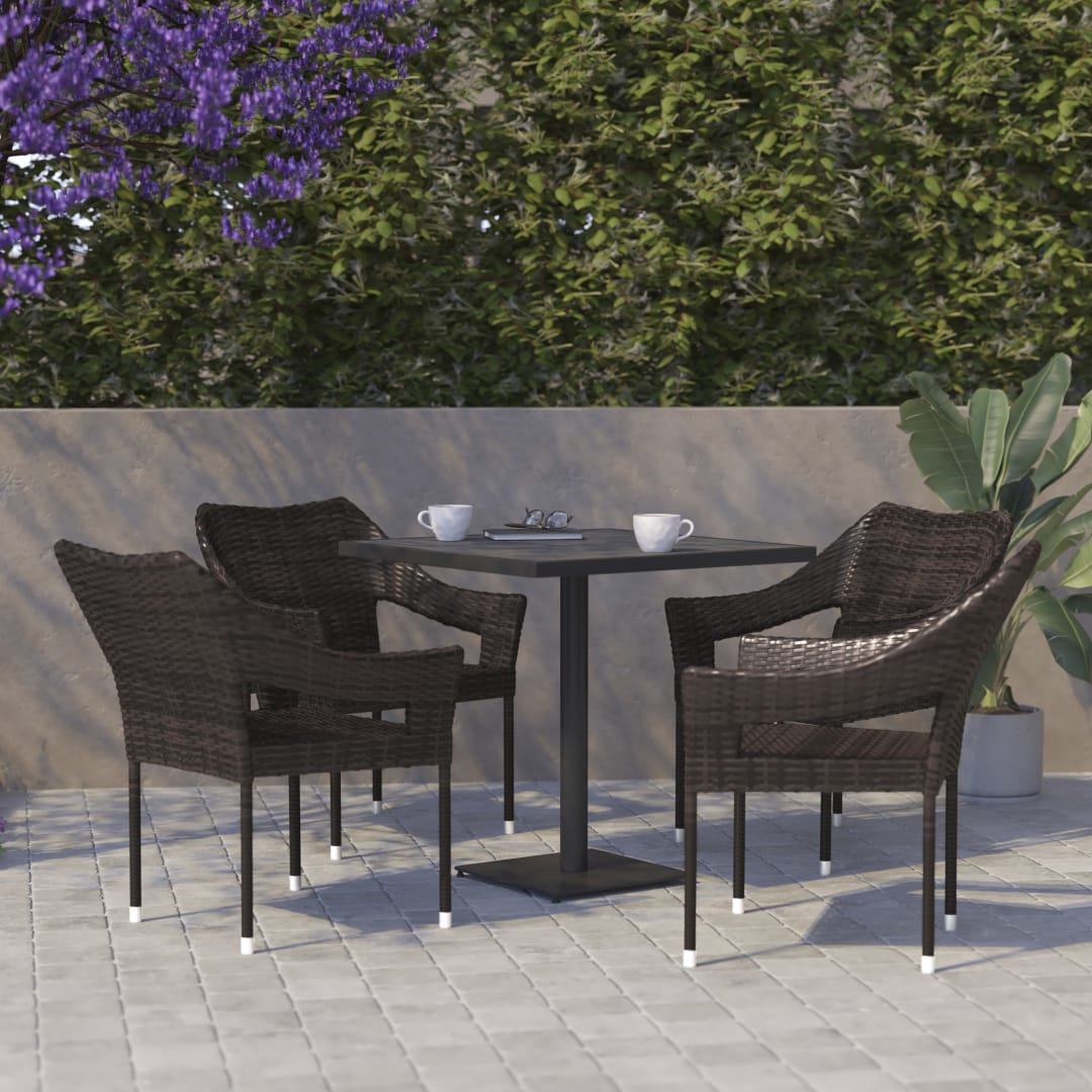 Ethan Set of 4 Commercial Grade Stacking Patio Chairs, All Weather PE Rattan Wicker Patio Dining Chairs in Espresso
