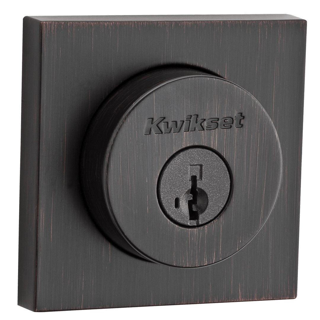 158 Series Square Single Cylinder Deadbolt in Venetian Bronze featuring SmartKey Security