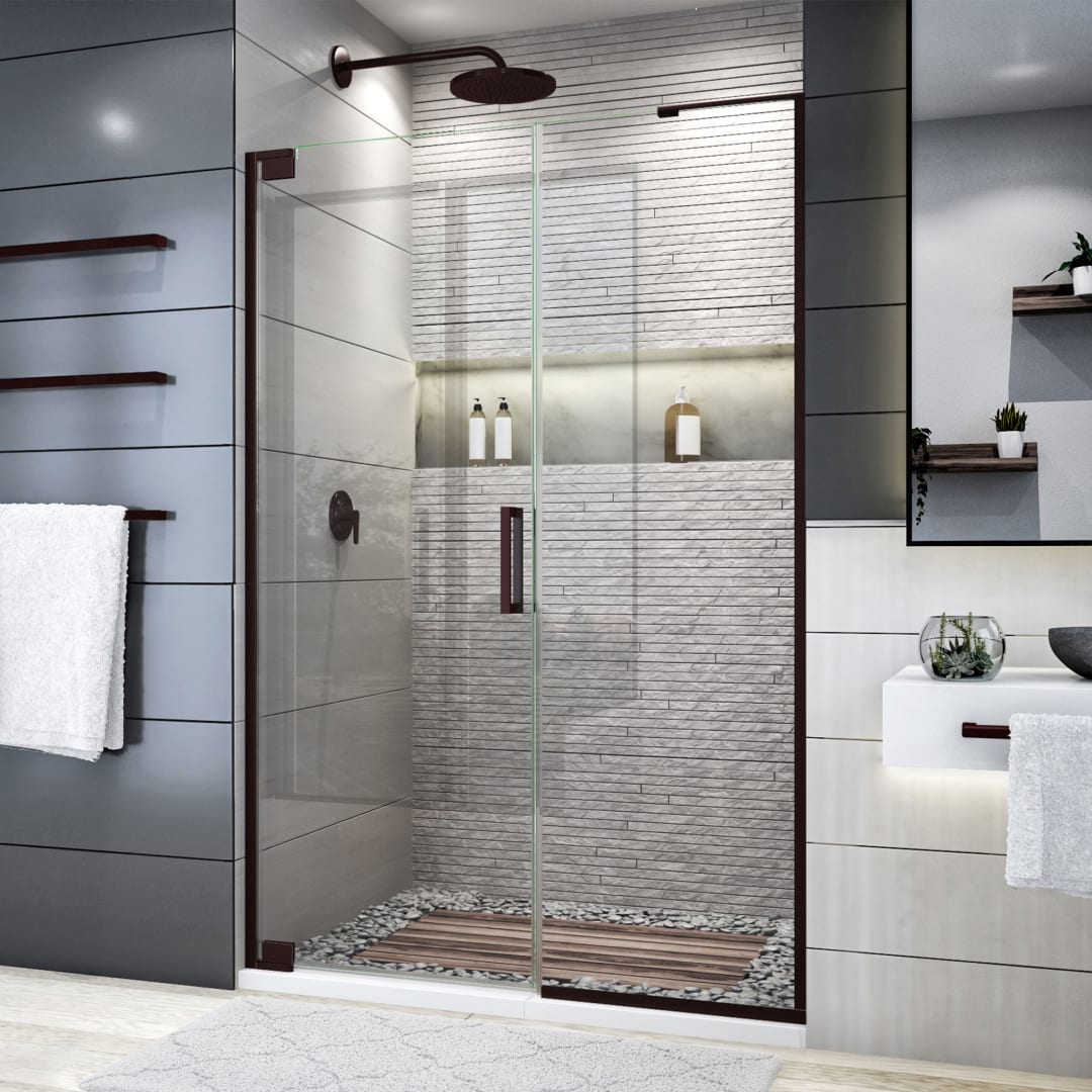 DreamLine Elegance Plus 51 3/4 - 52 1/2 inch W x 72 inch H Frameless Pivot Shower Door in Oil Rubbed Bronze