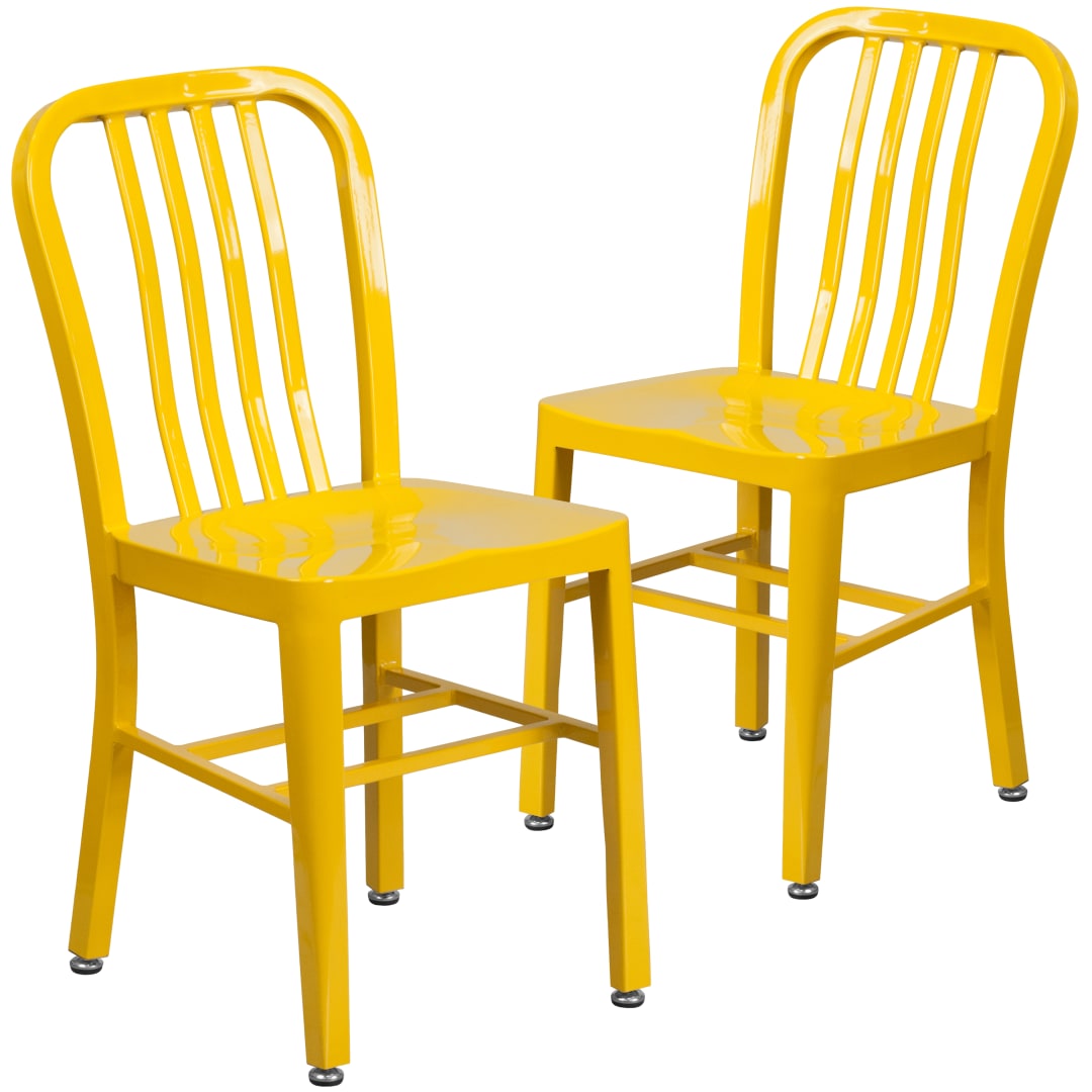Gael Commercial Grade 2 Pack Yellow Metal Indoor-Outdoor Chair