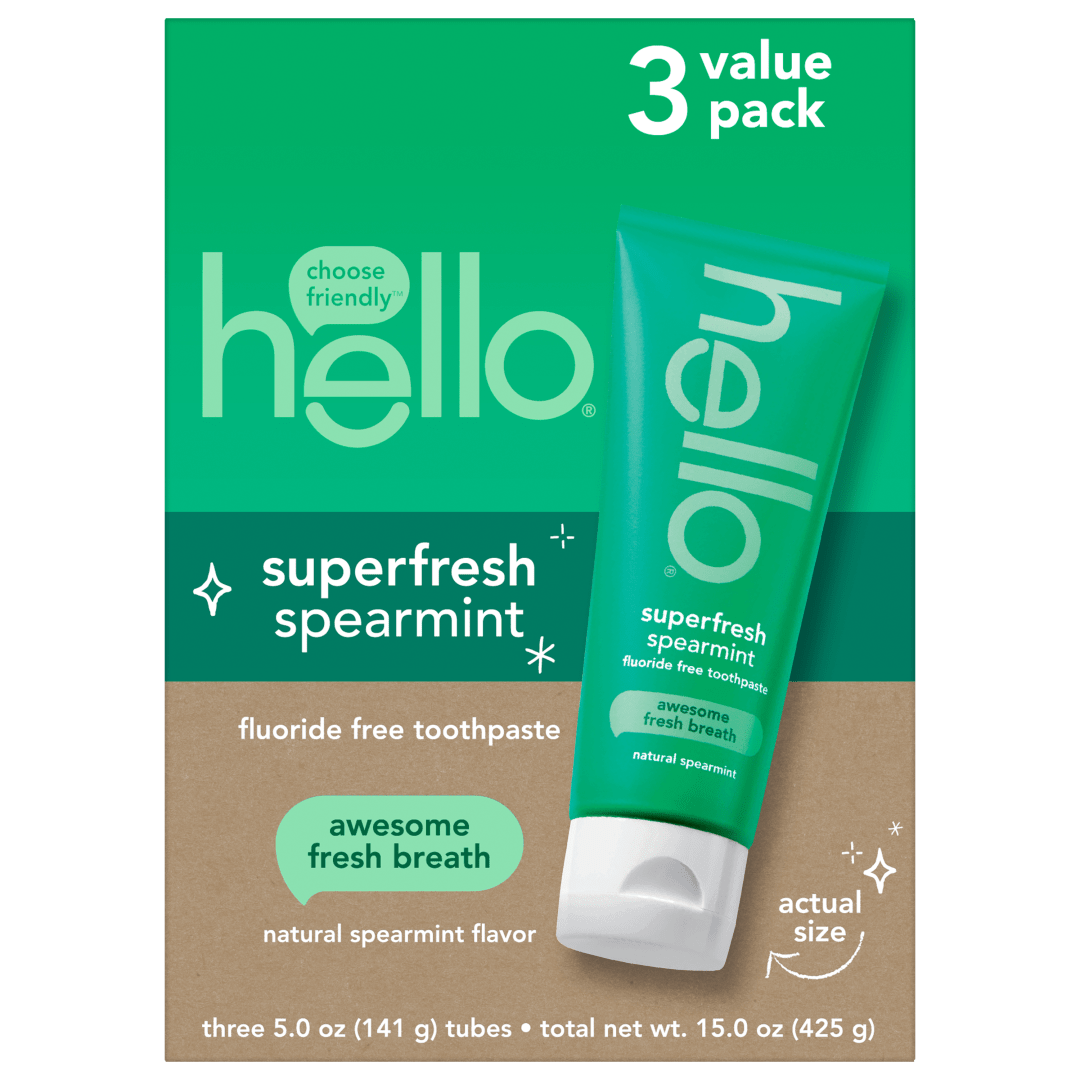 hello Superfresh Fluoride Free Toothpaste, Spearmint, 5.0 oz, 3 pk.