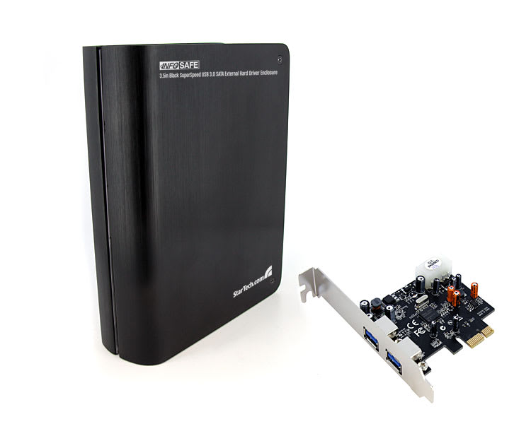 3.5in USB 3.0 SATA Hard Drive Enclosure w/ PCIe Adapter
