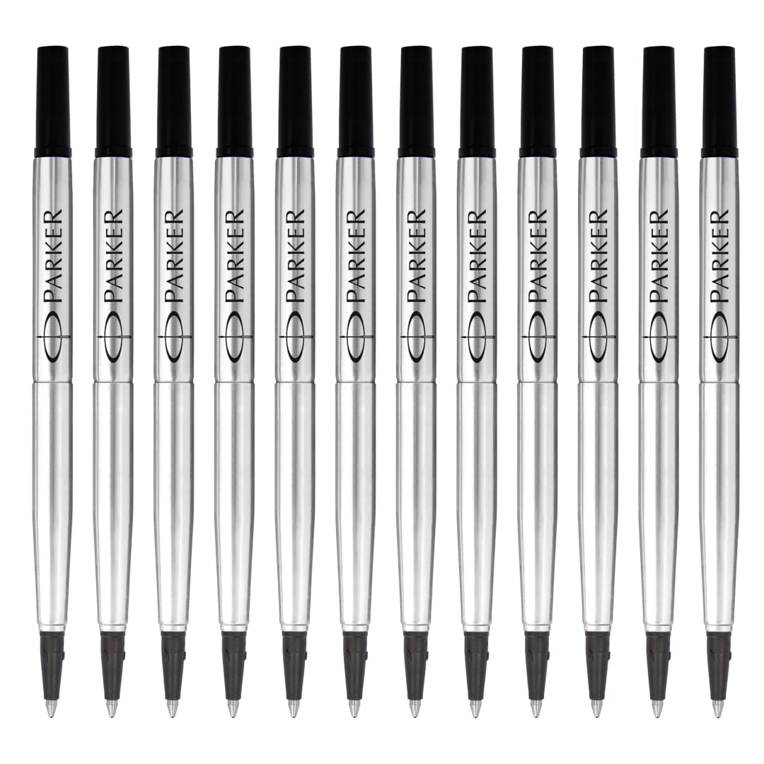 Parker RollerBall® Pen Refills | Medium Point | Black QUINK Ink | 12 Count