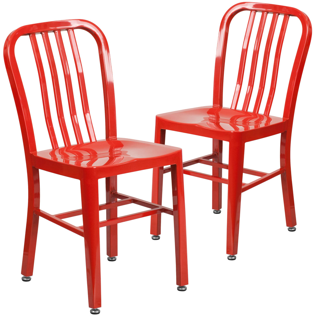 Gael Commercial Grade 2 Pack Red Metal Indoor-Outdoor Chair