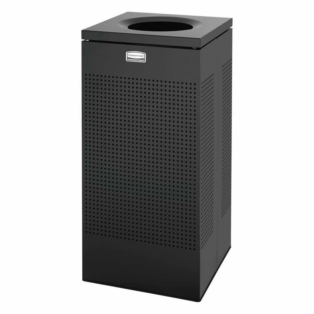 Rubbermaid Commercial Products Silhouettes 16 Gal Square Open Top Trash Can, Textured Black