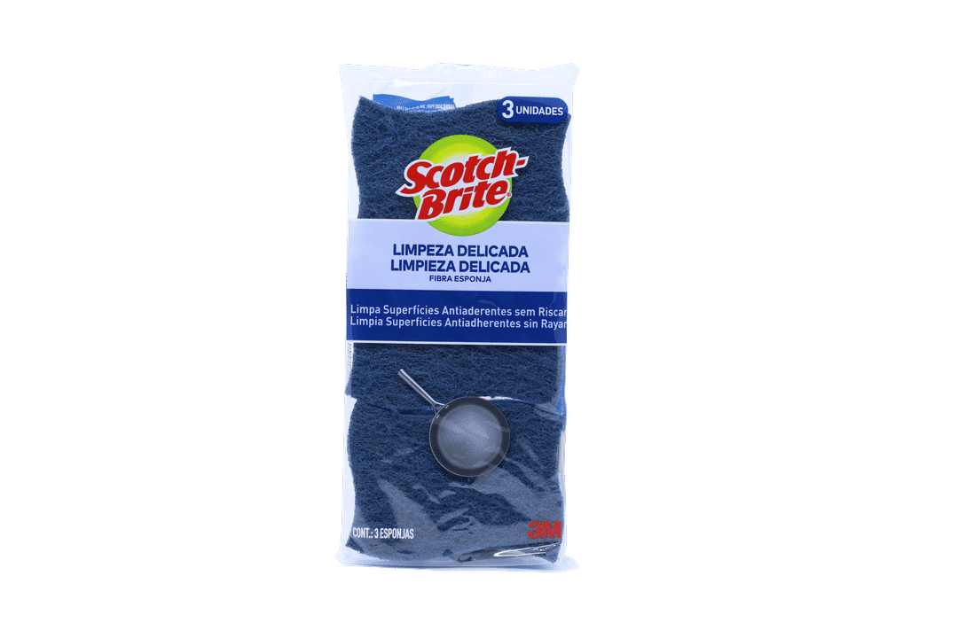 Esponja Não Risca Scotch-Brite®, Azul, Pacote com 3 Unidades