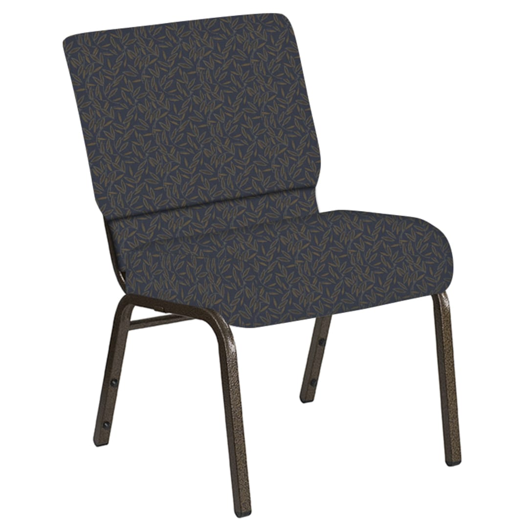 Embroidered 21''W Church Chair in Jasmine Sky Fabric - Gold Vein Frame