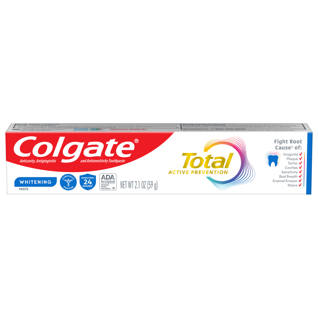 Colgate Total Active Prevention Whitening Toothpaste, Mint, 2.1 oz