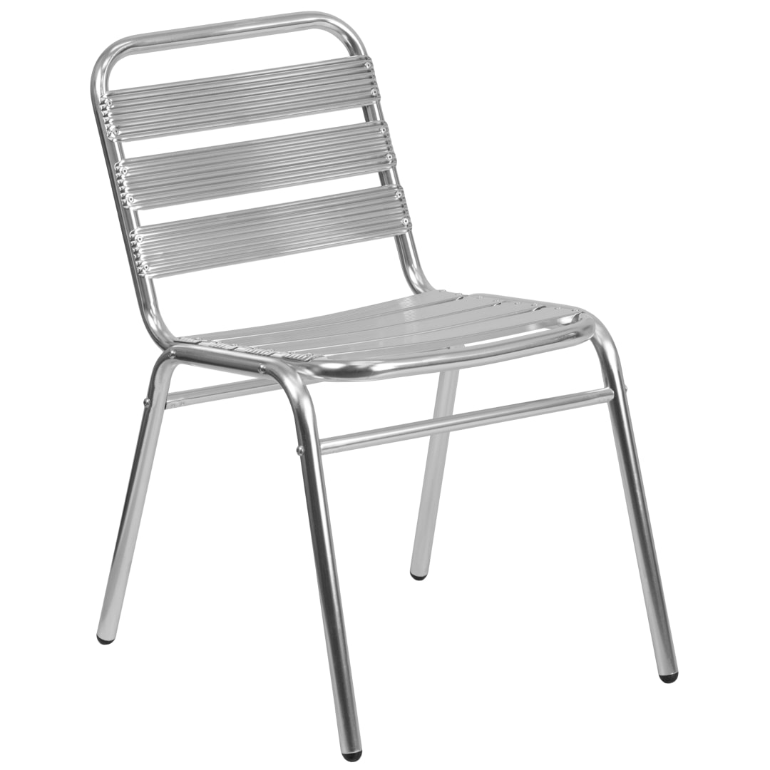 Lila Commercial Metal Indoor-Outdoor Restaurant Stack Chair with Triple Slat Back
