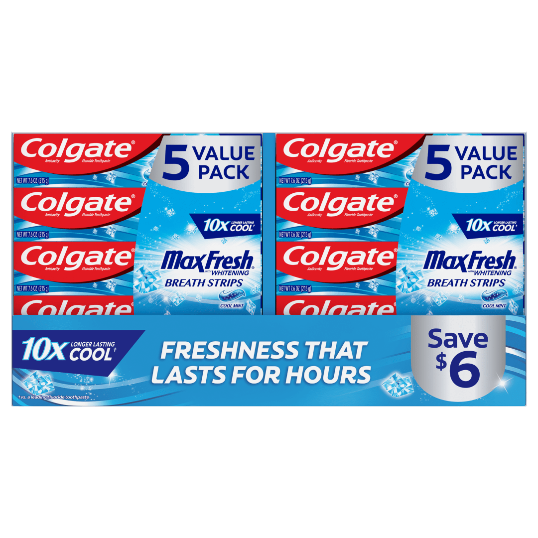Colgate Max Fresh Cool Mint Toothpaste 7.6 Ounce (5 Pack)