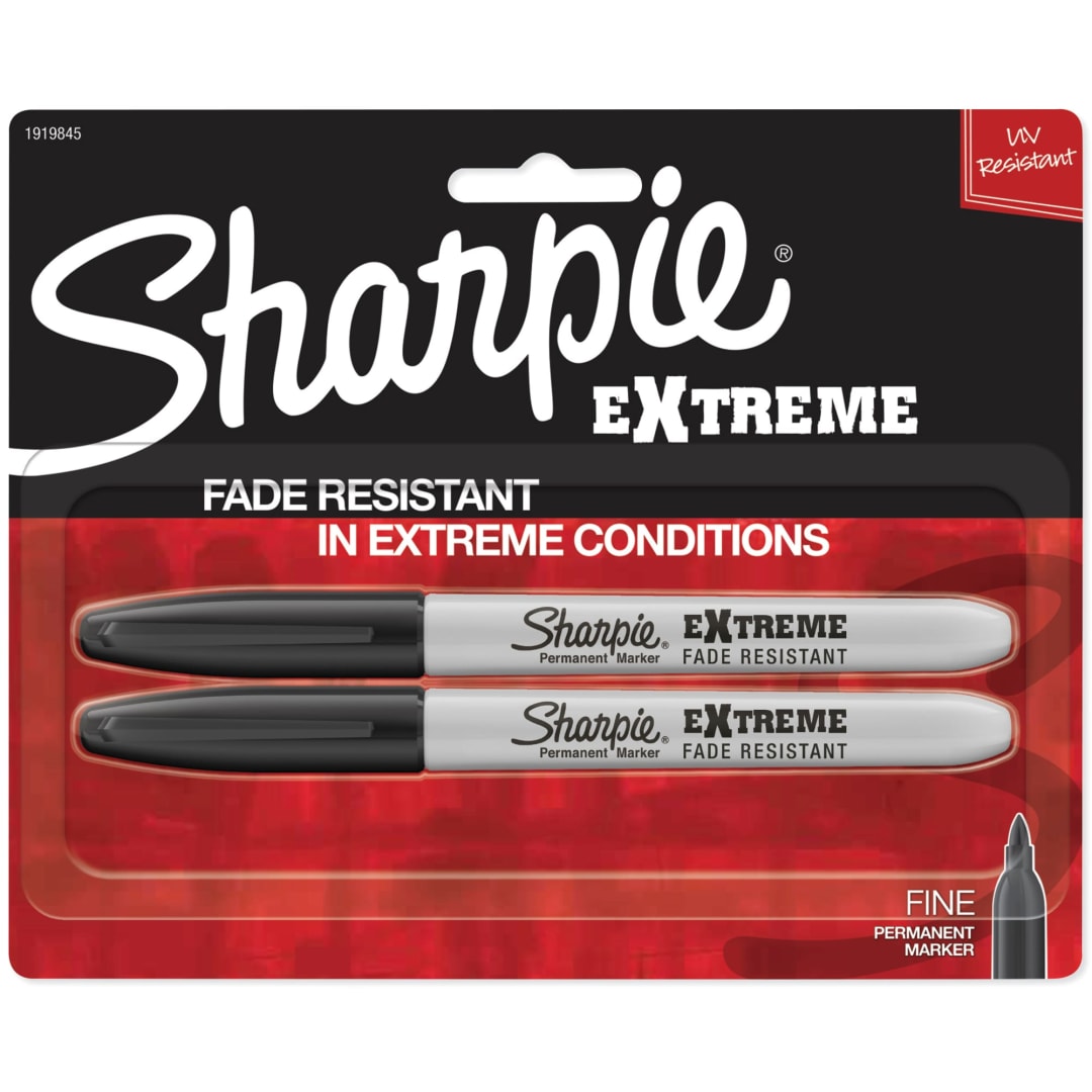 Sharpie® Extreme Permanent Markers, Fine Point, Black, 2 Count