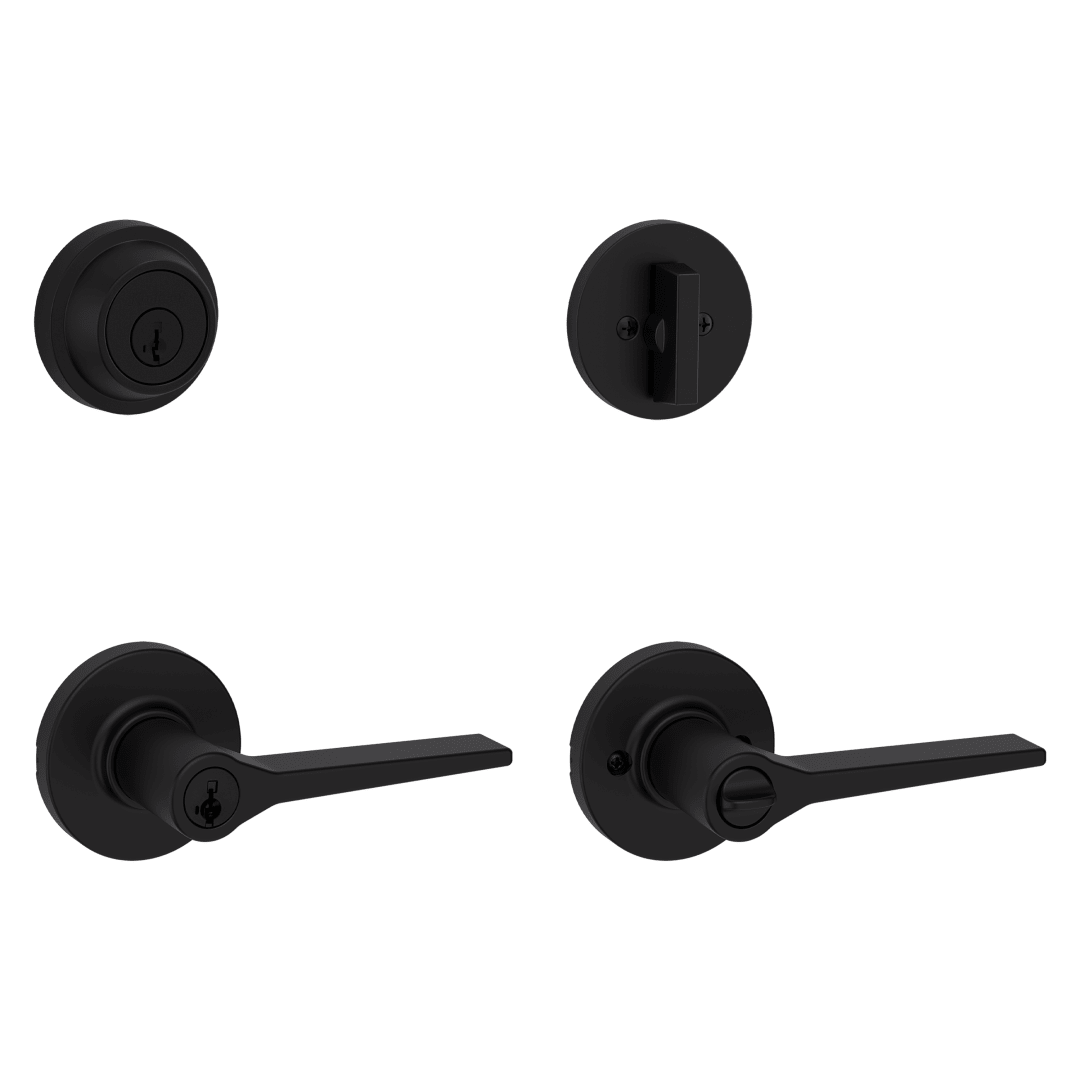 Hollis Round Combo Pack Lever in Matte Black featuring SmartKey Security