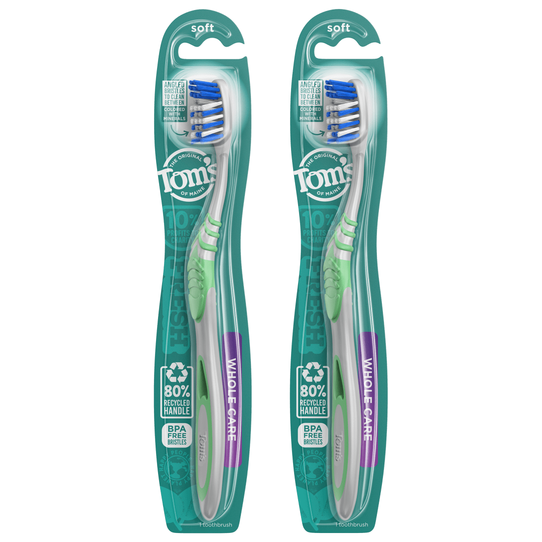Tom's of Maine Whole Care Toothbrush, Soft, Twin Pack