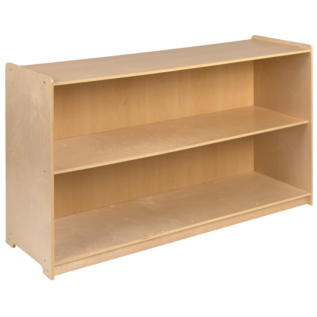 Hercules Wooden 2 Section School Classroom Storage Cabinet for Commercial or Home Use - Safe, Kid Friendly Design - 30"H x 48"L (Natural)