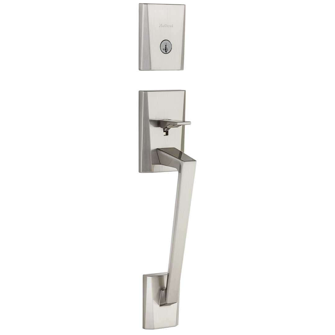 Camino Single Cylinder Low Profile Exterior Only Handleset featuring SmartKey Security™ in Satin Nickel