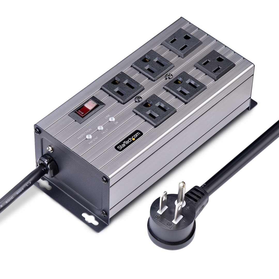 6 Outlet Surge Protected Industrial Power Bar NA