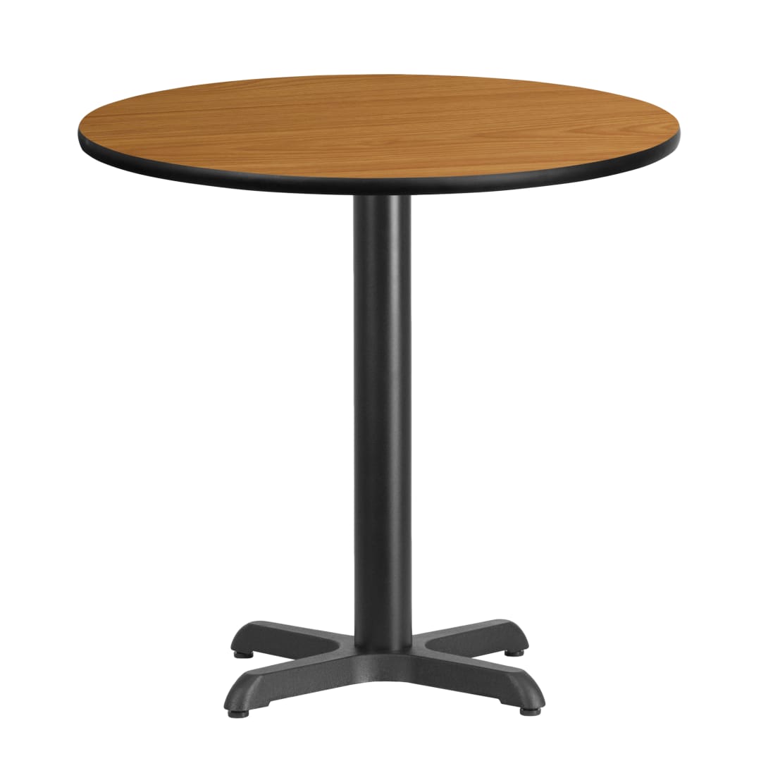 Graniss 30'' Round Natural Laminate Table Top with 22'' x 22'' Table Height Base