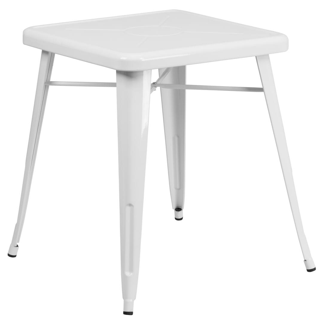 Prince Commercial Grade 23.75" Square White Metal Indoor-Outdoor Table