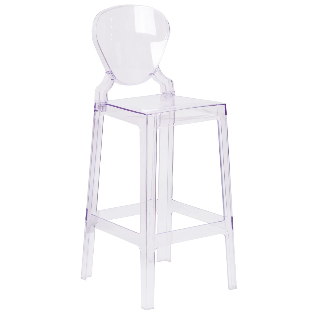 Theo Ghost Barstool with Tear Back in Transparent Crystal