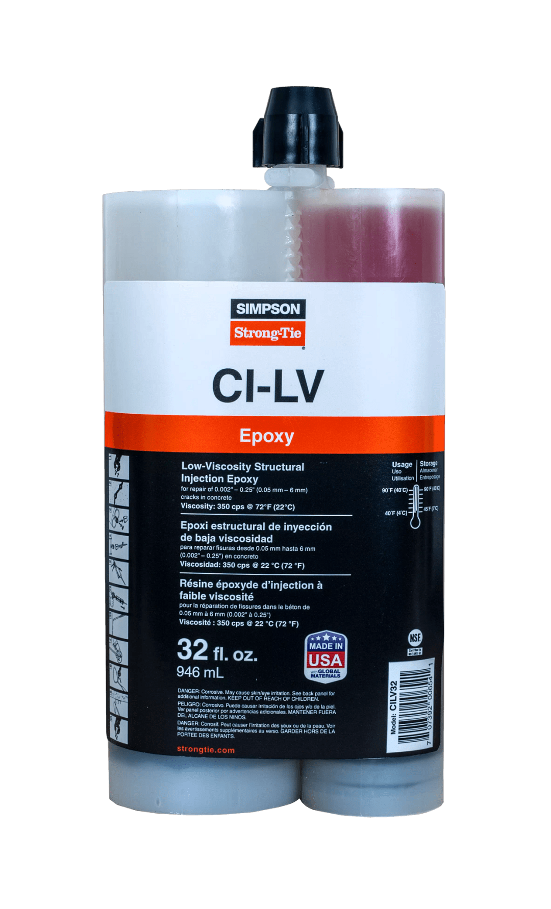 Simpson Strong-Tie CILV32 CI-LV™ Low-Viscosity Structural Injection Epoxy (32 oz.)
