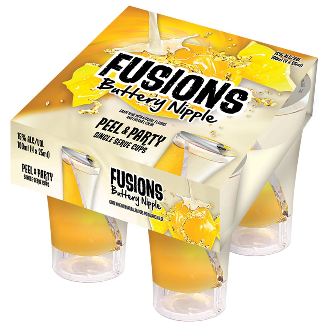 Fusion Peel & Server Single Cups Buttery Nipple Grape Wine 4 Pack 100ml (4X25ml) 30 Proof