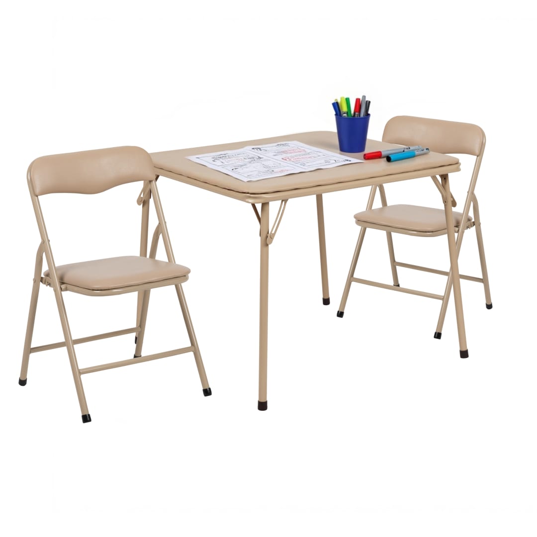 Mindy Kids Tan 3 Piece Folding Table and Chair Set