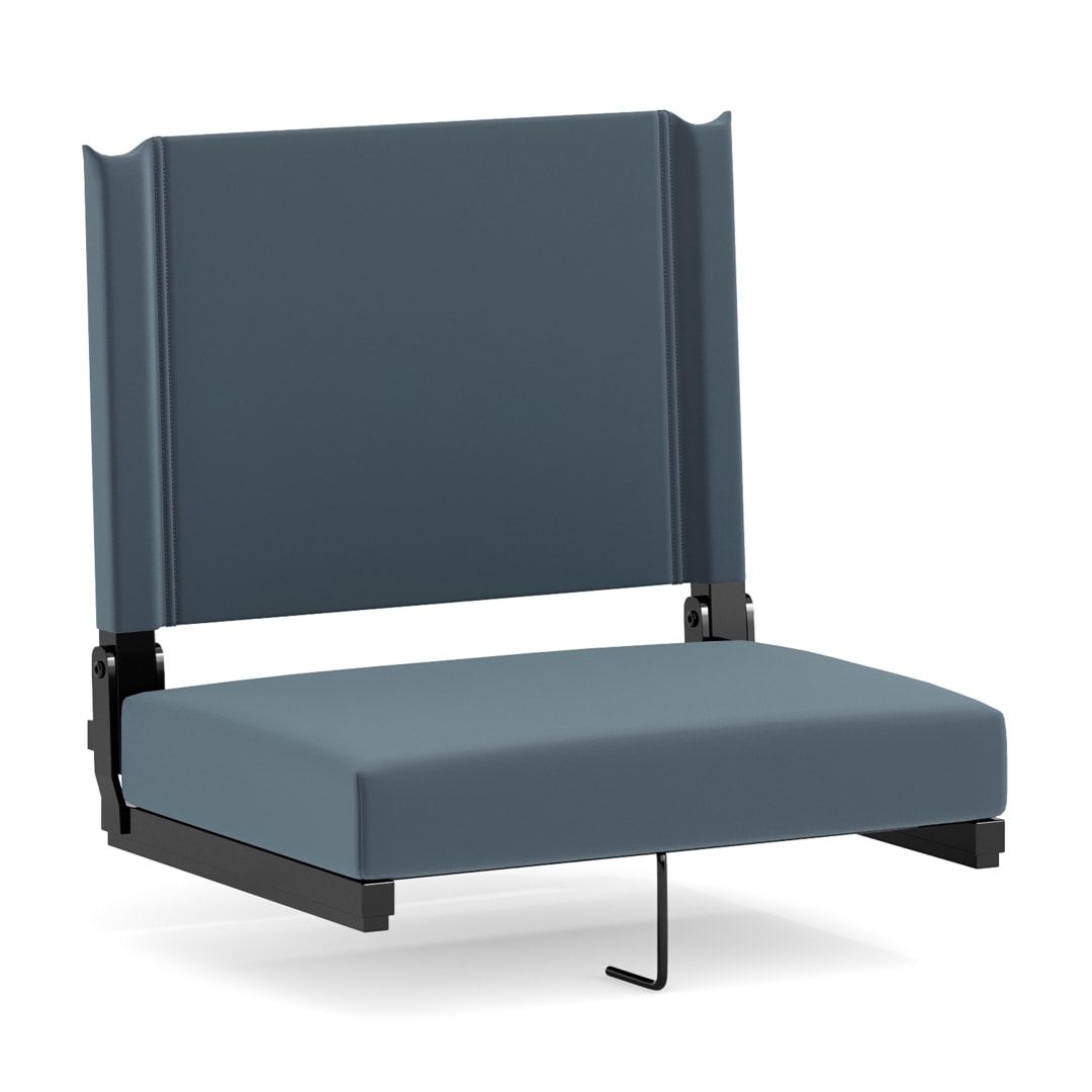 Grandstand Comfort 500 lb Capacity Padded Stadium Chair, Folding Seat with Handle, Lightweight &amp; Durable, Dark Blue