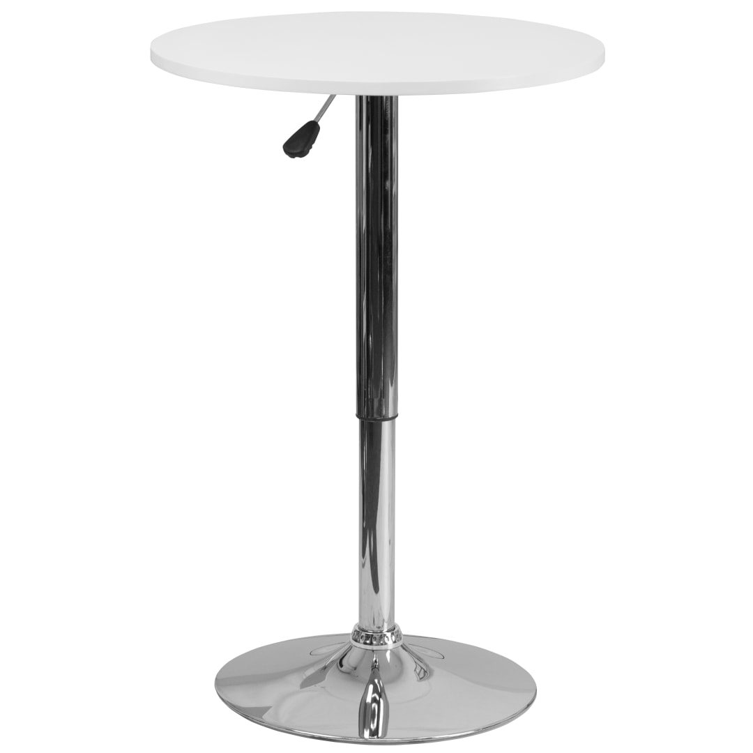Pearl 23.75'' Round Adjustable Height White Wood Table (Adjustable Range 26.25'' - 35.75'')