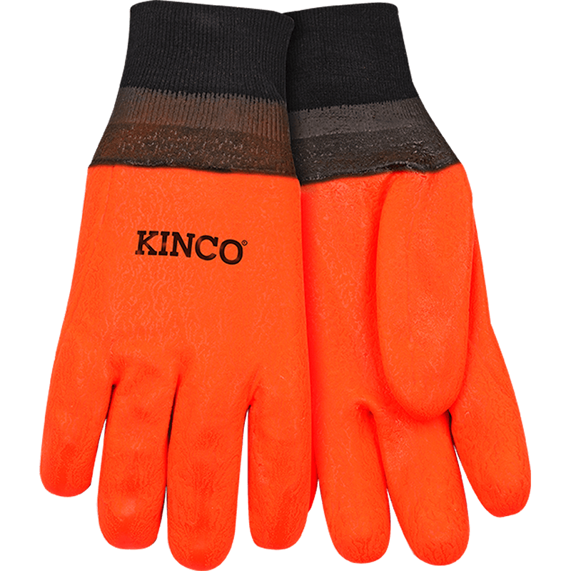 Lined Hi-Vis Orange Sandy Finish PVC with Knit Wrist
