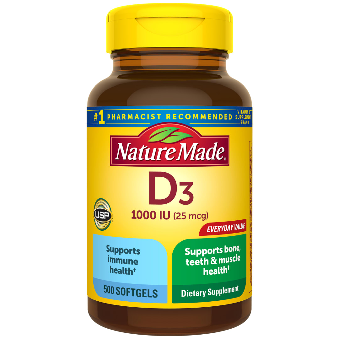 Nature Made Vitamin D3 1000 IU (25 mcg) Softgels, 500 Count