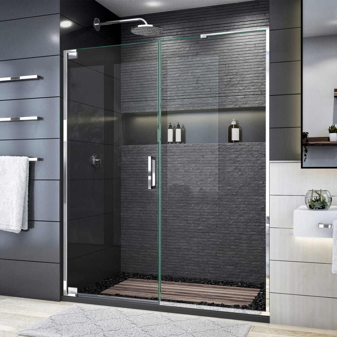 DreamLine Elegance Plus 58 - 58 3/4 inch W x 72 inch H Frameless Pivot Shower Door in Chrome