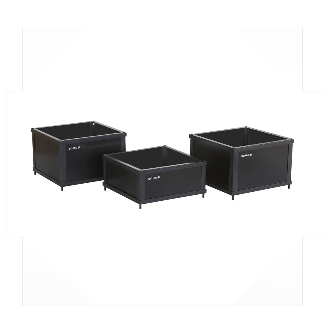 Sojag Savannah 2 x 2 x 1 ft Black Premium Outdoor 3-Piece Planter Box Set, Rustproof Aluminum Frame, Weather-Resistant, Scratch-Resistant, Corrosion-Resistant