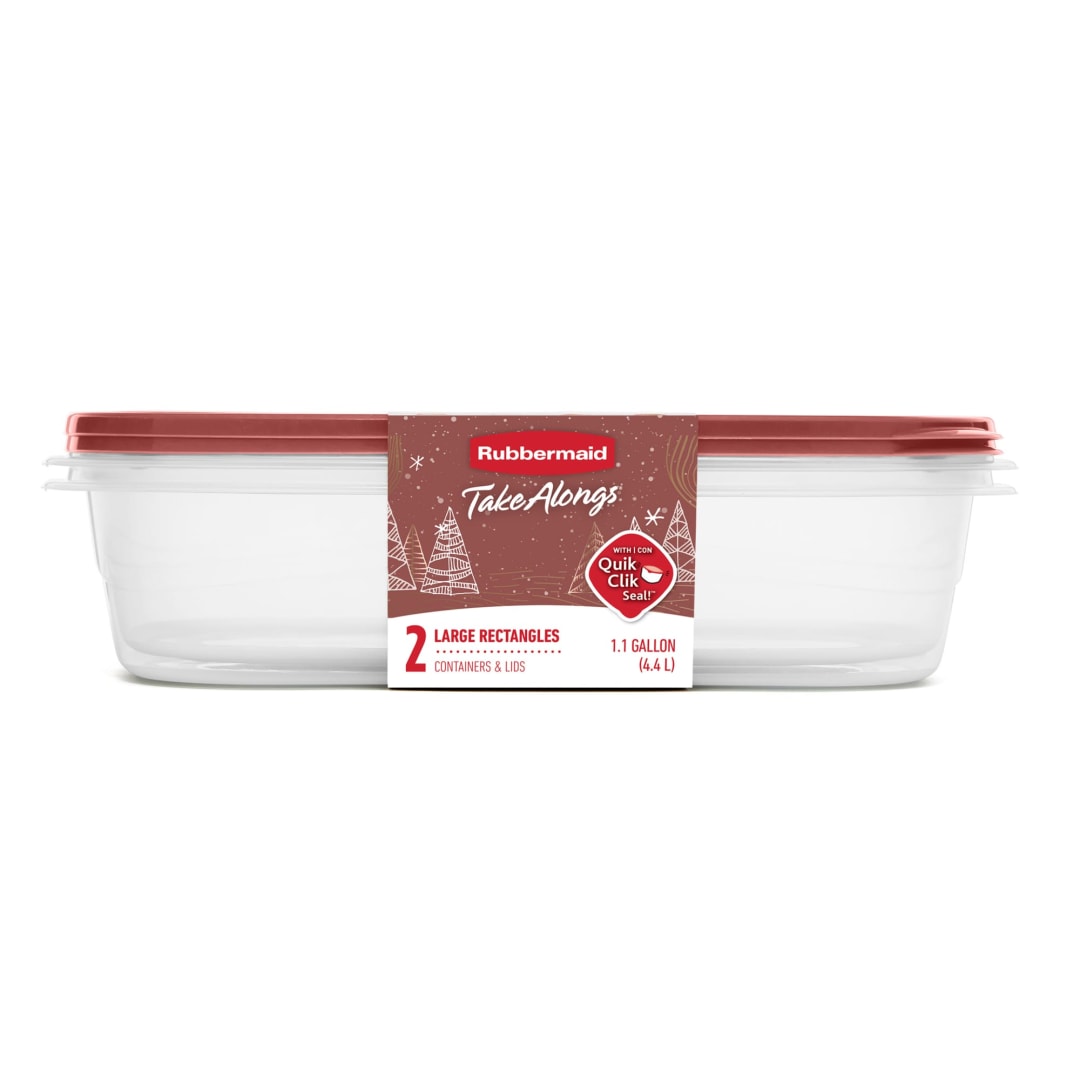Rubbermaid TakeAlongs 1-Gallon Food Storage Containers, Food Storage Containers with Lids, Meal Prep Containers, Limited-Edition Maple Leaf Red, 2-Pack