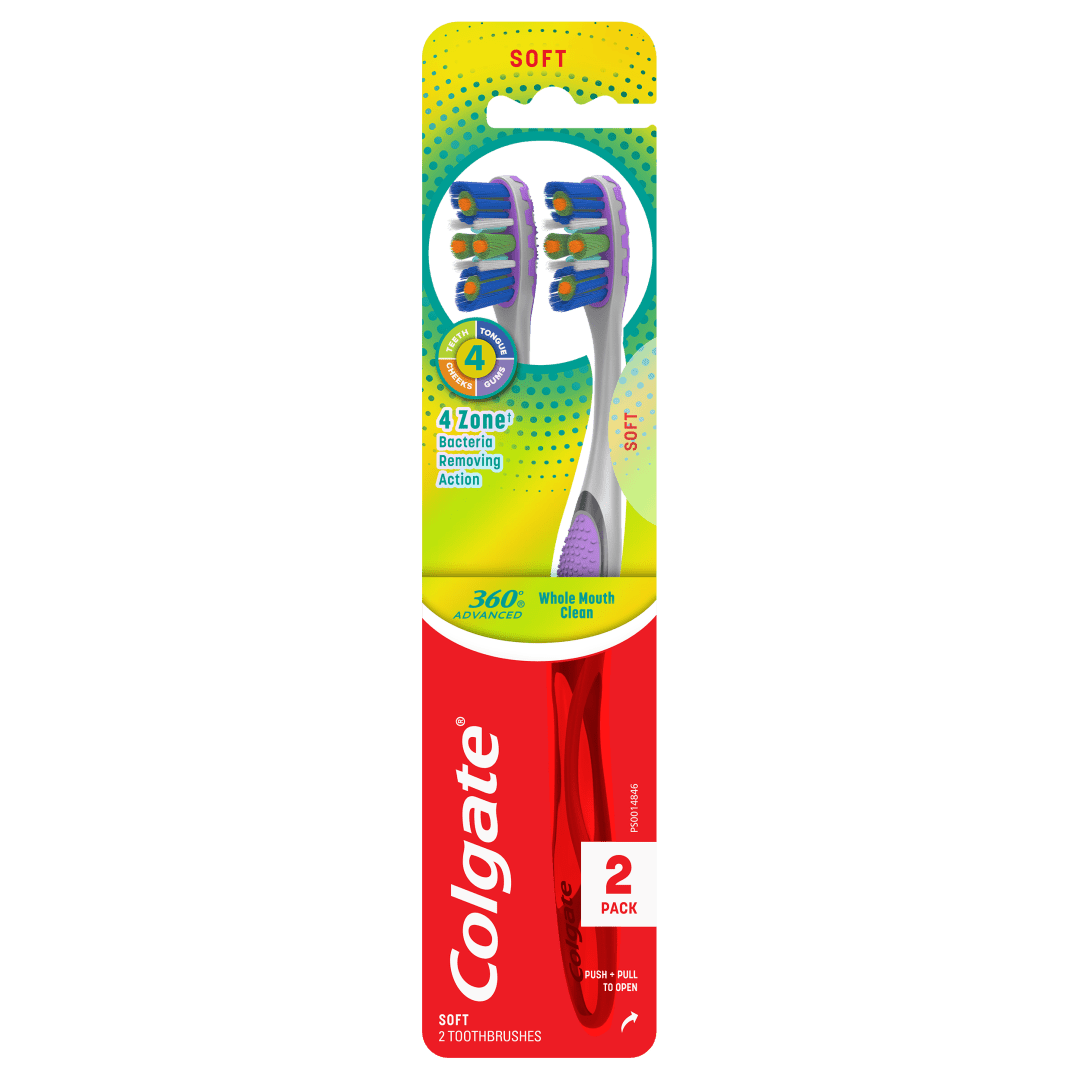 Colgate 360° Advanced 4 Zone Toothbrush, Soft - 2 Count