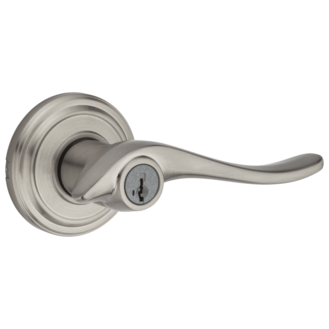 Avalon Keyed Entry Lever featuring SmartKey Security™ in Satin Nickel