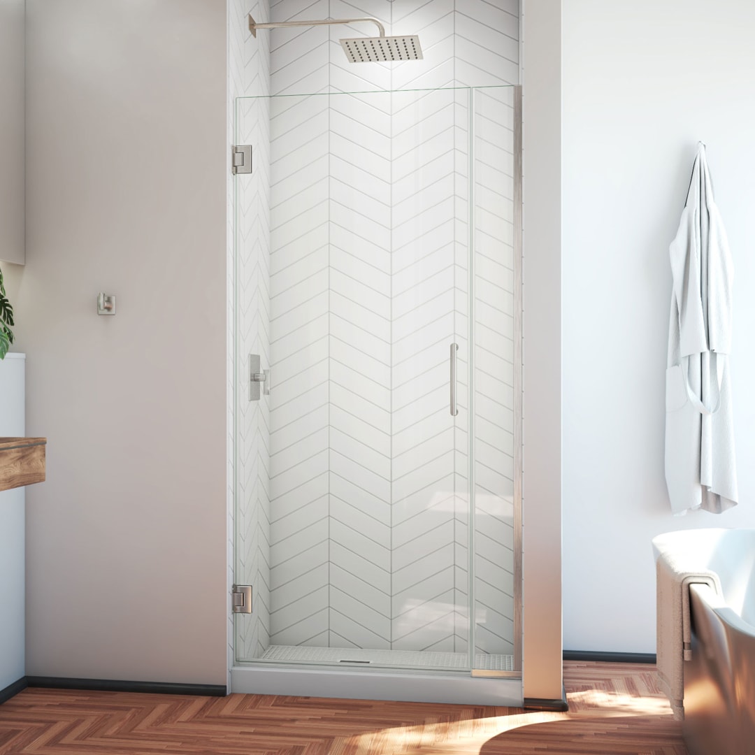 DreamLine Unidoor Plus 36 1/2 - 37 inch W x 72 inch H Frameless Hinged Shower Door in Brushed Nickel