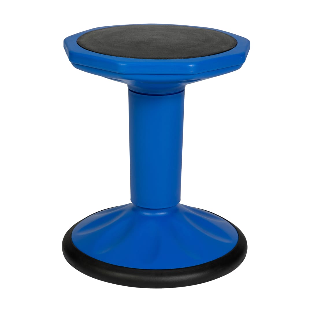 Lucas Fixed Height Kids Flexible Active Stool for Classroom and Home with Non-Skid Bottom in Blue, 16" Seat Height