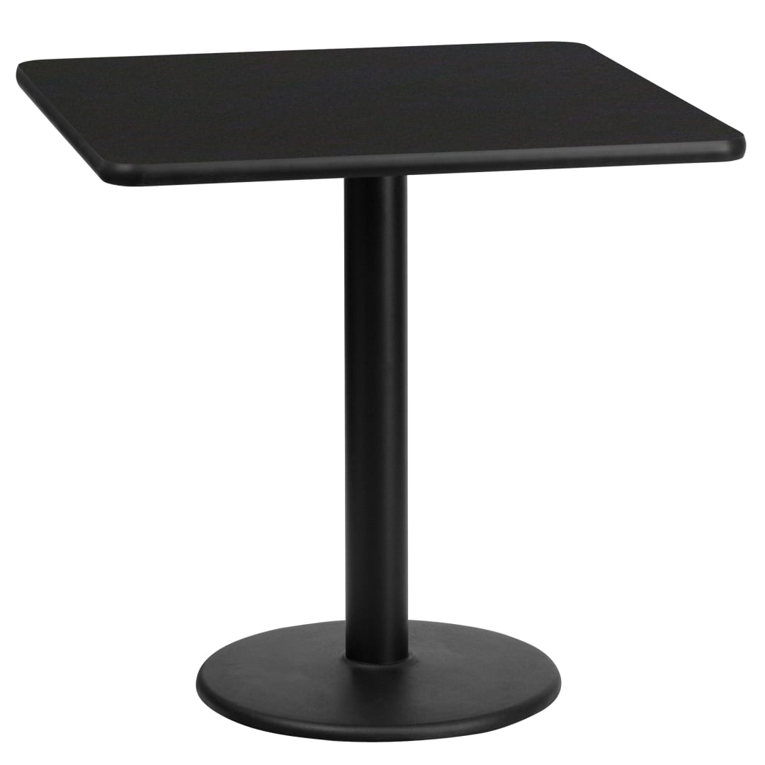 Stiles 24'' Square Black Laminate Table Top with 18'' Round Table Height Base
