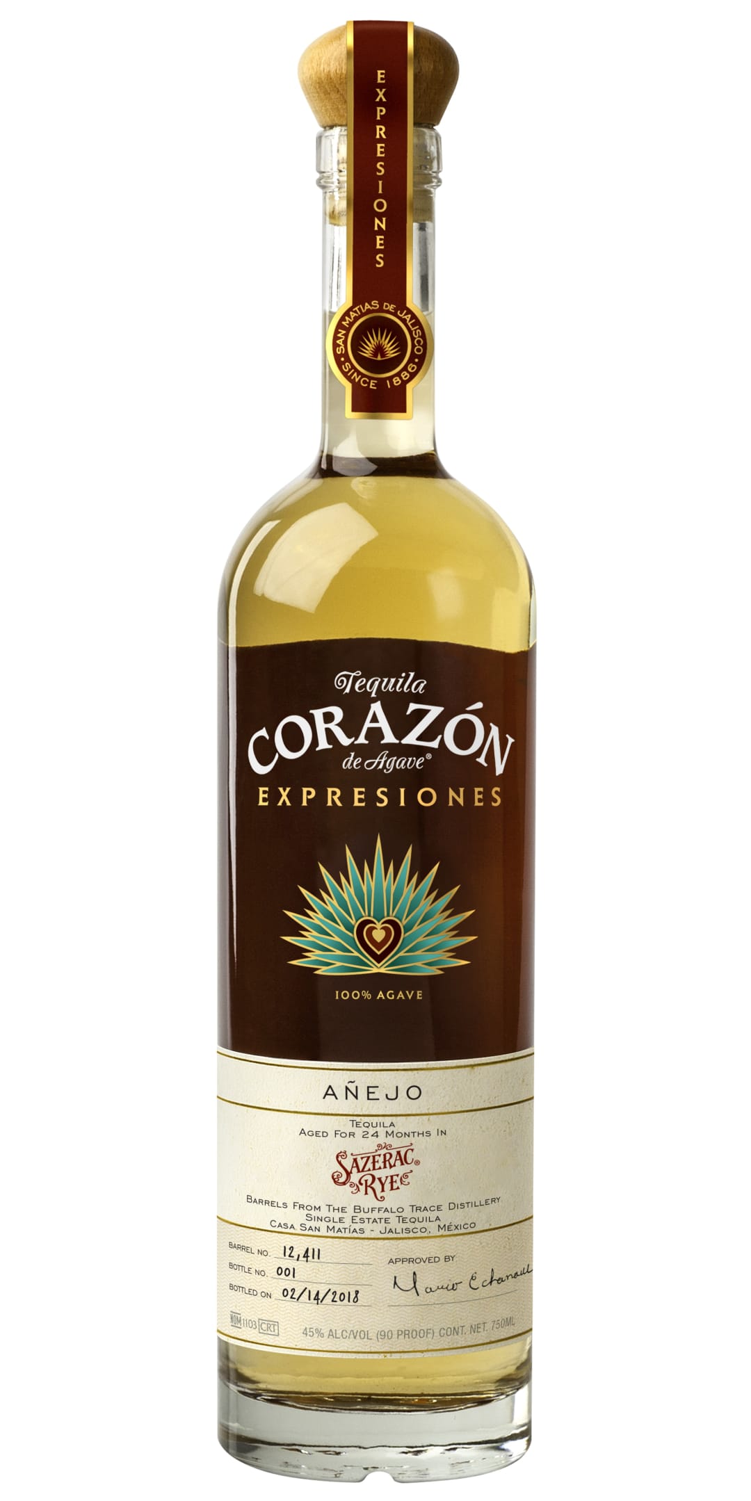 Expresiones del Corazon Sazerac Rye 18 Tequila Añejo​ 750ml 80 Proof