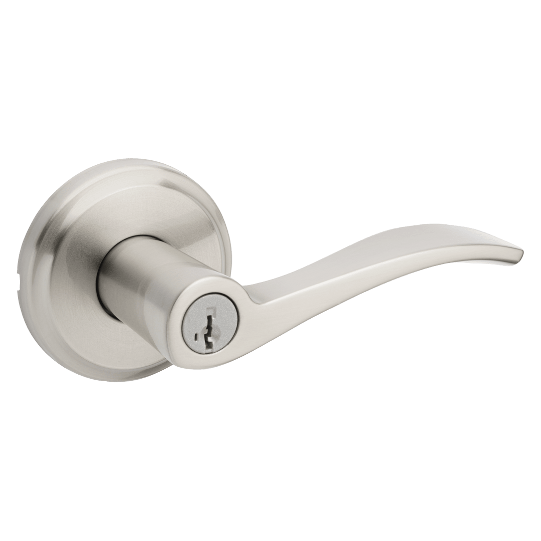 Sedona Keyed Entry Door Lever in Satin Nickel featuring SmartKey Security